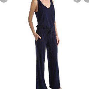 Michael Stars Navy Double V Neck Jumpsuit Sz L
